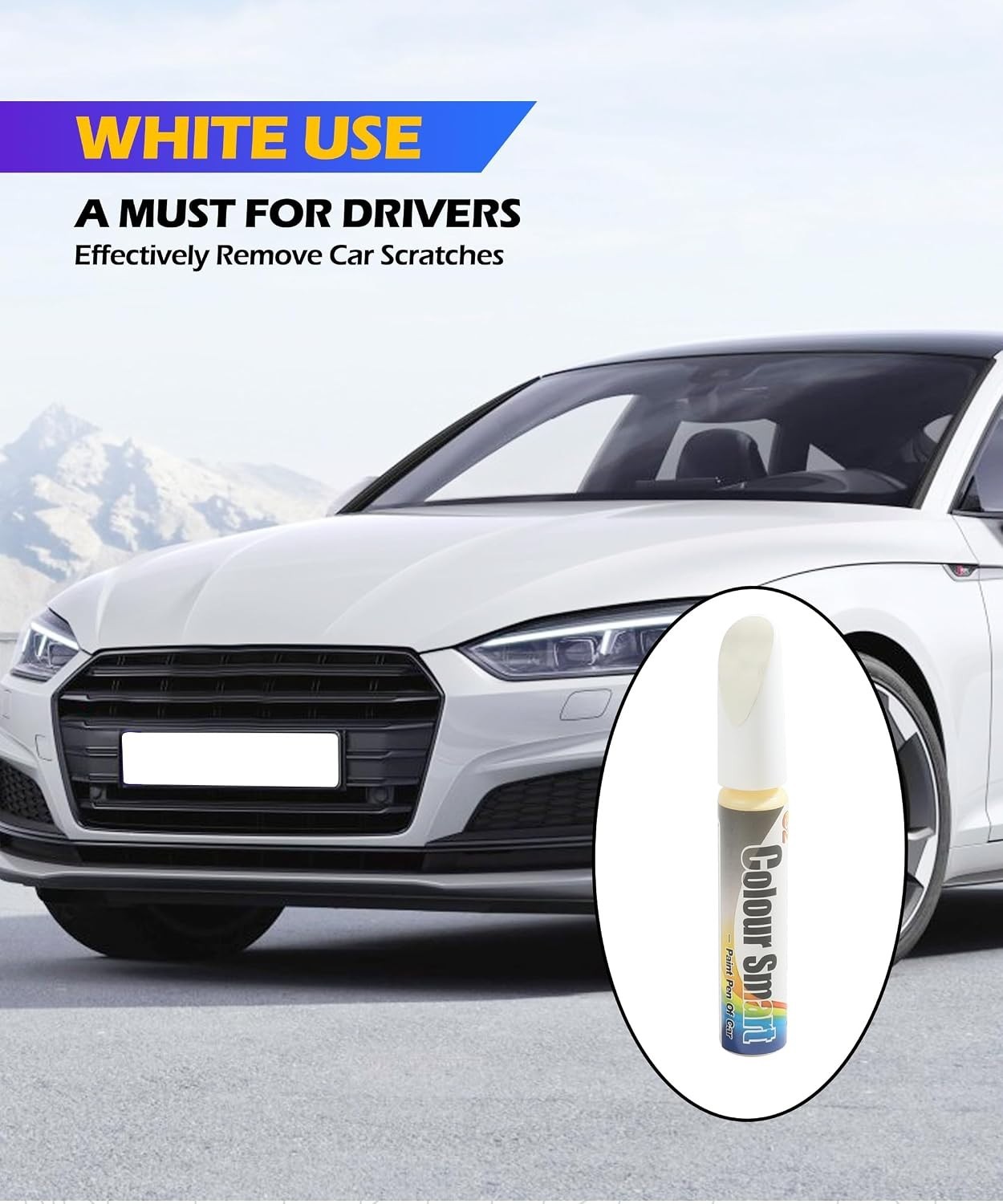 1 Oz Fast-Drying Touch Up Paint Pen for Car Scratch Repair – Gloss White Finish