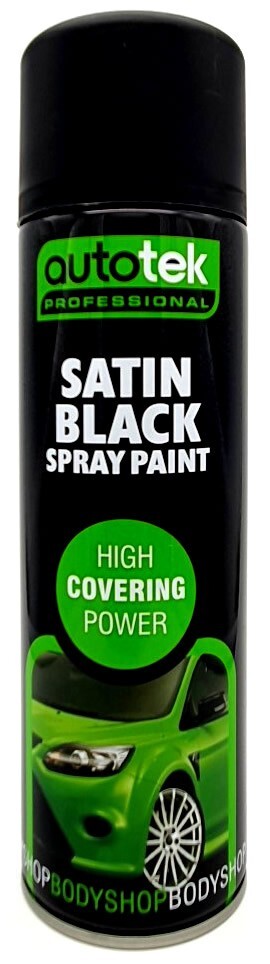 12 x 500ml AUTOTEK Professional Satin Black Spray Paint Aerosol Can+Gloves+M