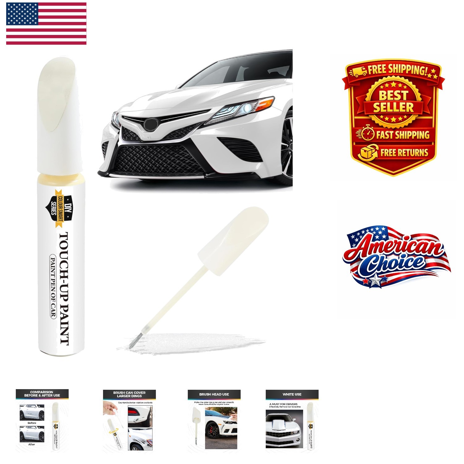 Multi-Purpose Touch Up Paint Pen for Cars – Waterproof & Quick Drying White