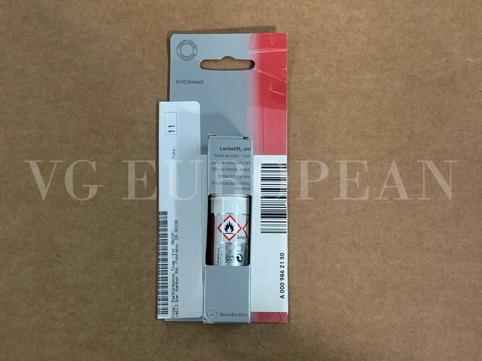 Mercedes-Benz Genuine Touch-Up Paint Stick Snow White 9143 color 143 OEM