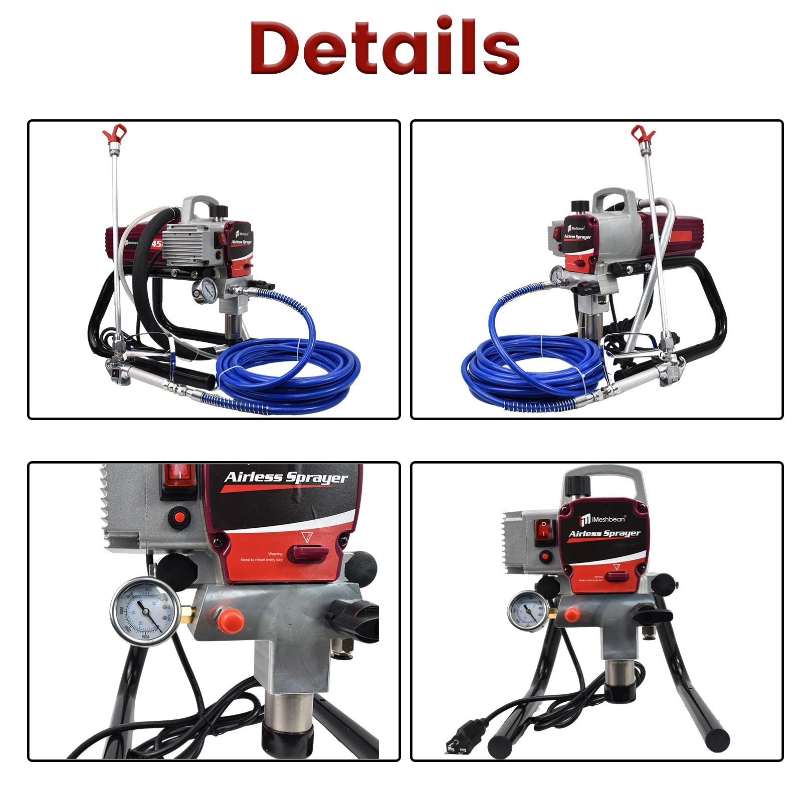 2.5HP Electric Airless Paint Sprayer High Efficient 3300PSI W/Extension Rod 220V