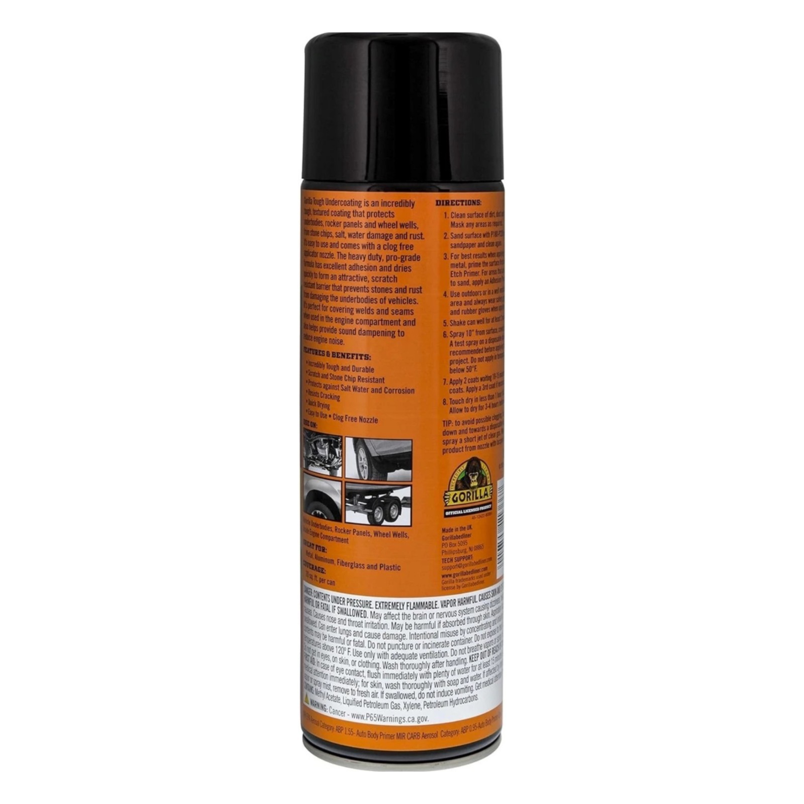 Gorilla Tough Undercoating Black 16oz Spray Rust Road Debris Protection 2 Pack