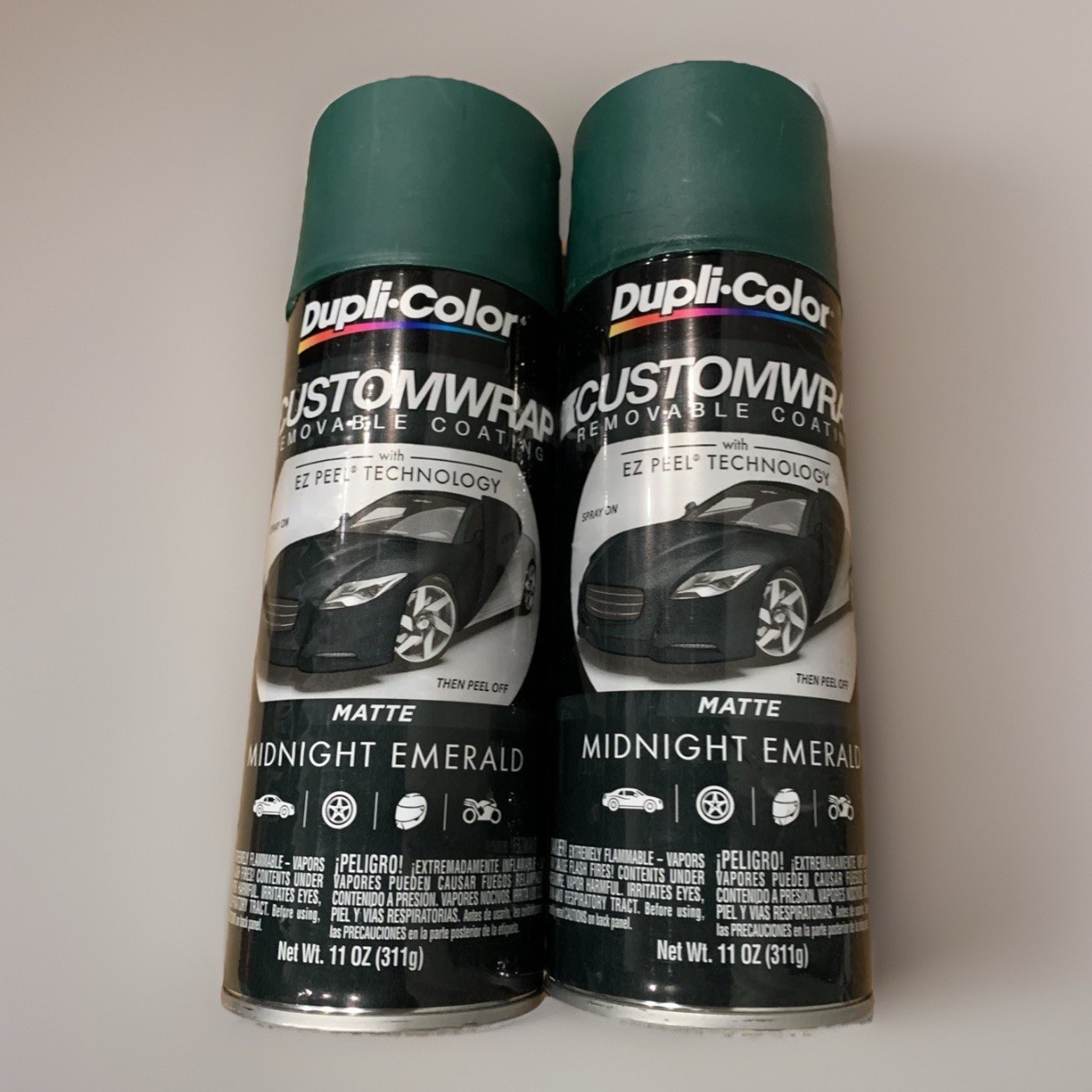 2 Cans Dupli-Color Custom Wrap Removable Coating Ez Peel Matte Midnight Emerald