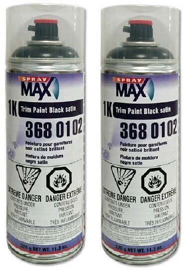 SprayMax Black Satin 1K Trim Paint, 3680102 (2 Cans)
