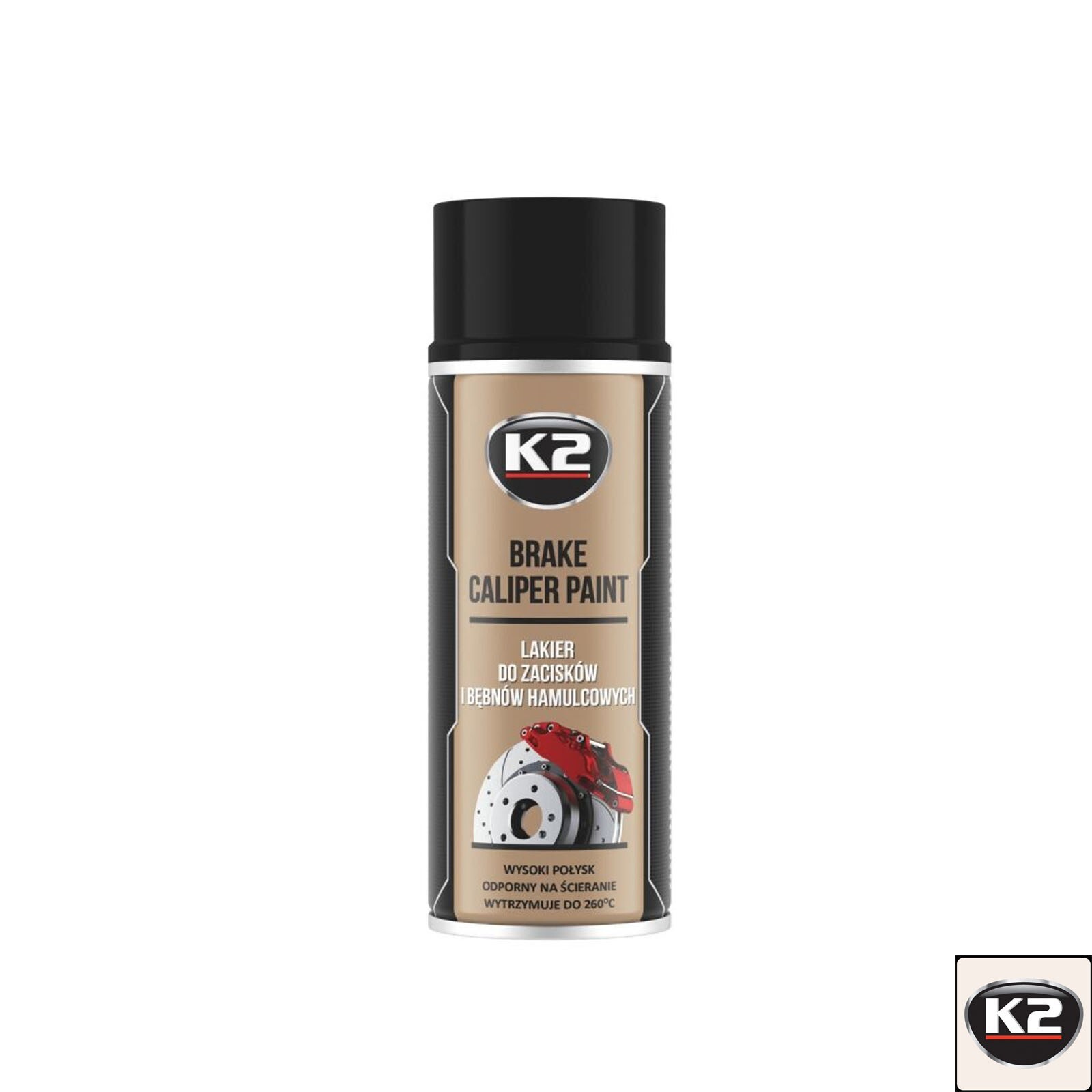 BLACK CALIPER PAINT SPRAY x 2 K2 PRO HIGH GLOSS HEAT RESISTANT 400ML A3010