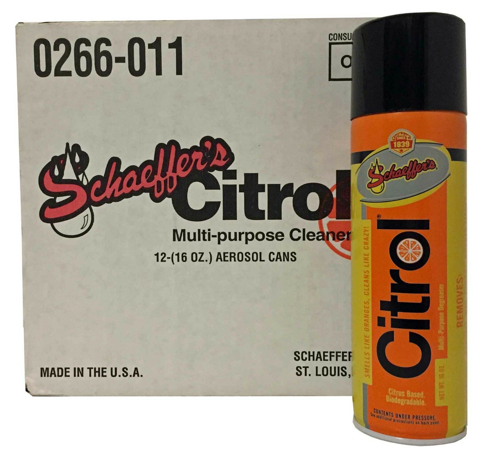 Schaeffer’s Citrol 266 case- 12- 16oz Aerosol Multi-purpose Degreaser & Cleaner