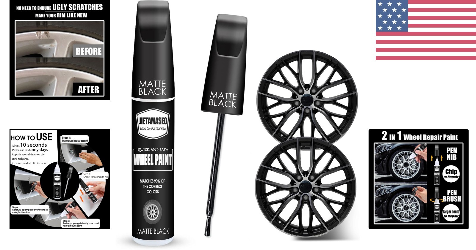 Professional-Grade Matte Black Rim Repair Kit – Rust Resistant & Easy Use