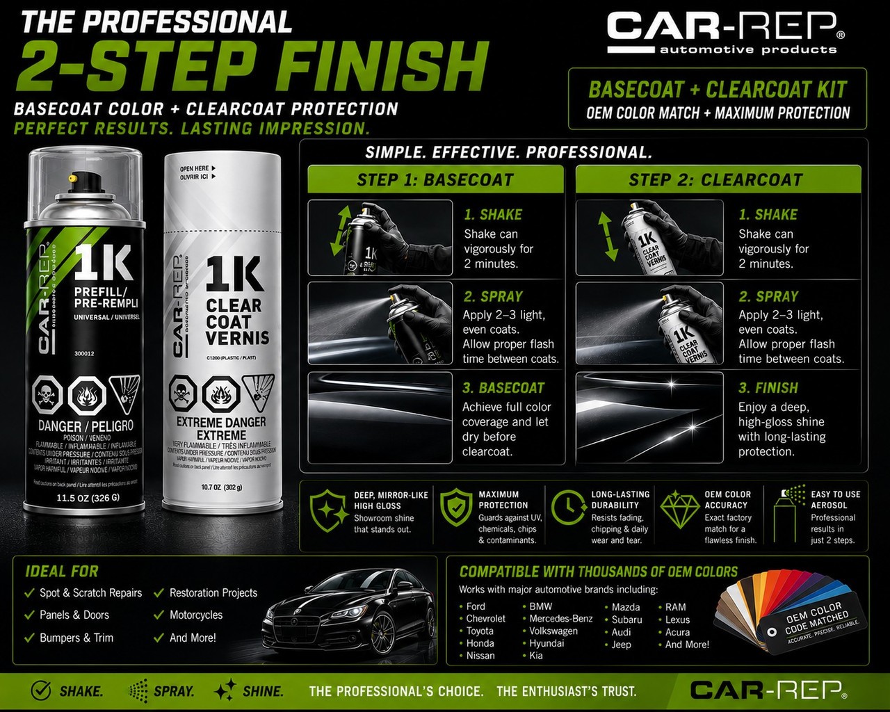 CAR-REP Basecoat & 1K Clearcoat for 2024 Dodge Charger Peel Out PL4, KL4
