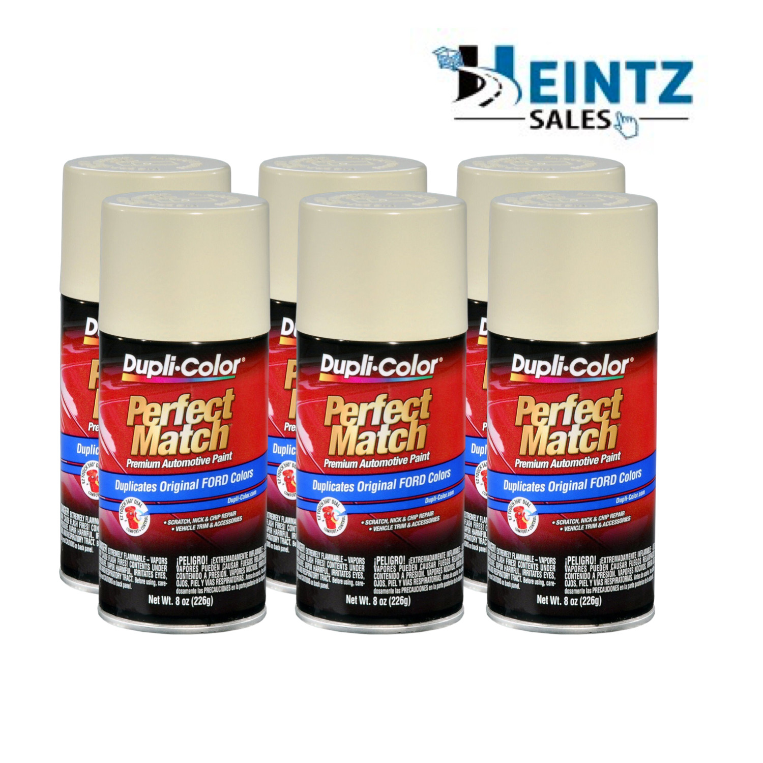 Duplicolor BFM0041 Perfect Match Ford Wimbledon White 8 oz Code M, 9A – 6 PACK