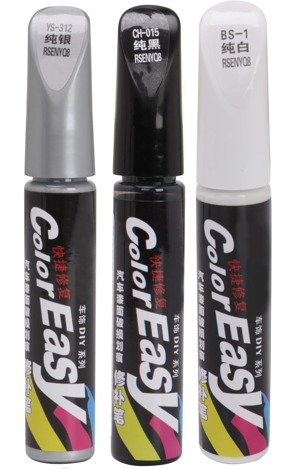 15 Car Touch Up Paints Scratch Repair – Mixed Lot (3 White+5 Black+7 Silver)