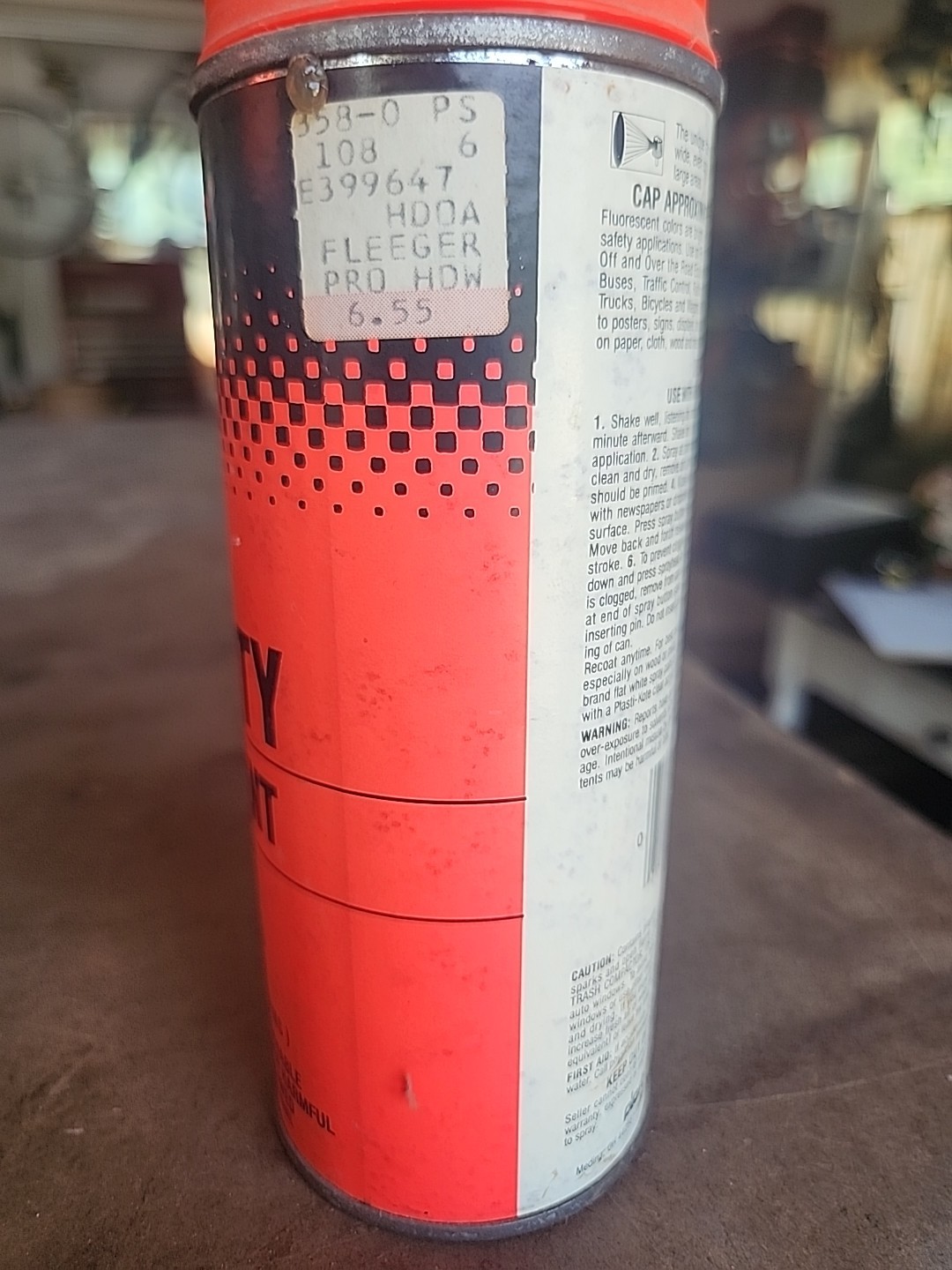 PlastiKote Vtg FL-6 Stoplight Red 11oz Spray Paint Can Paper Label NOS