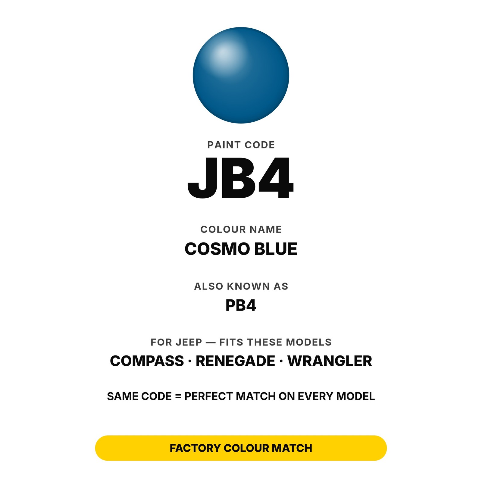 Touch Up Paint For Jeep Wrangler JB4 Cosmo Blue Full Kit Factory Colour Match