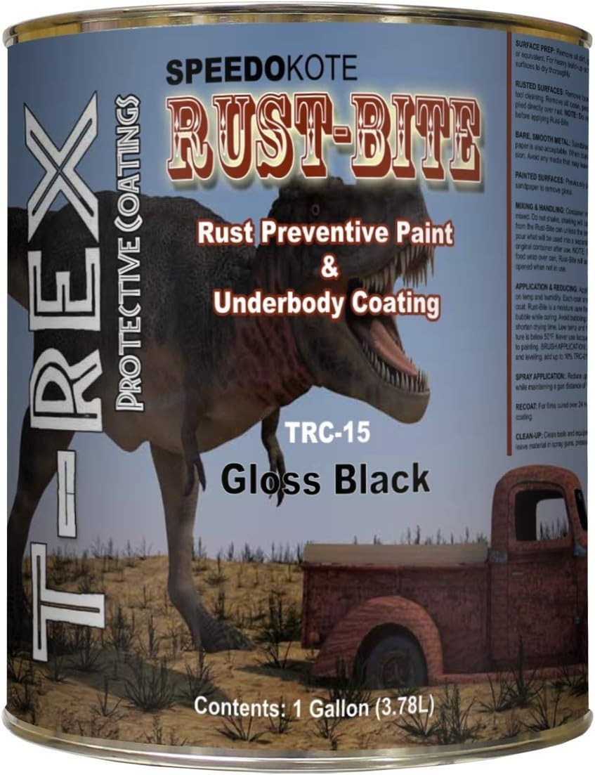 1 Gallon RUST-BITE Gloss Black Waterproof Paint for Heavy Equipment Protection