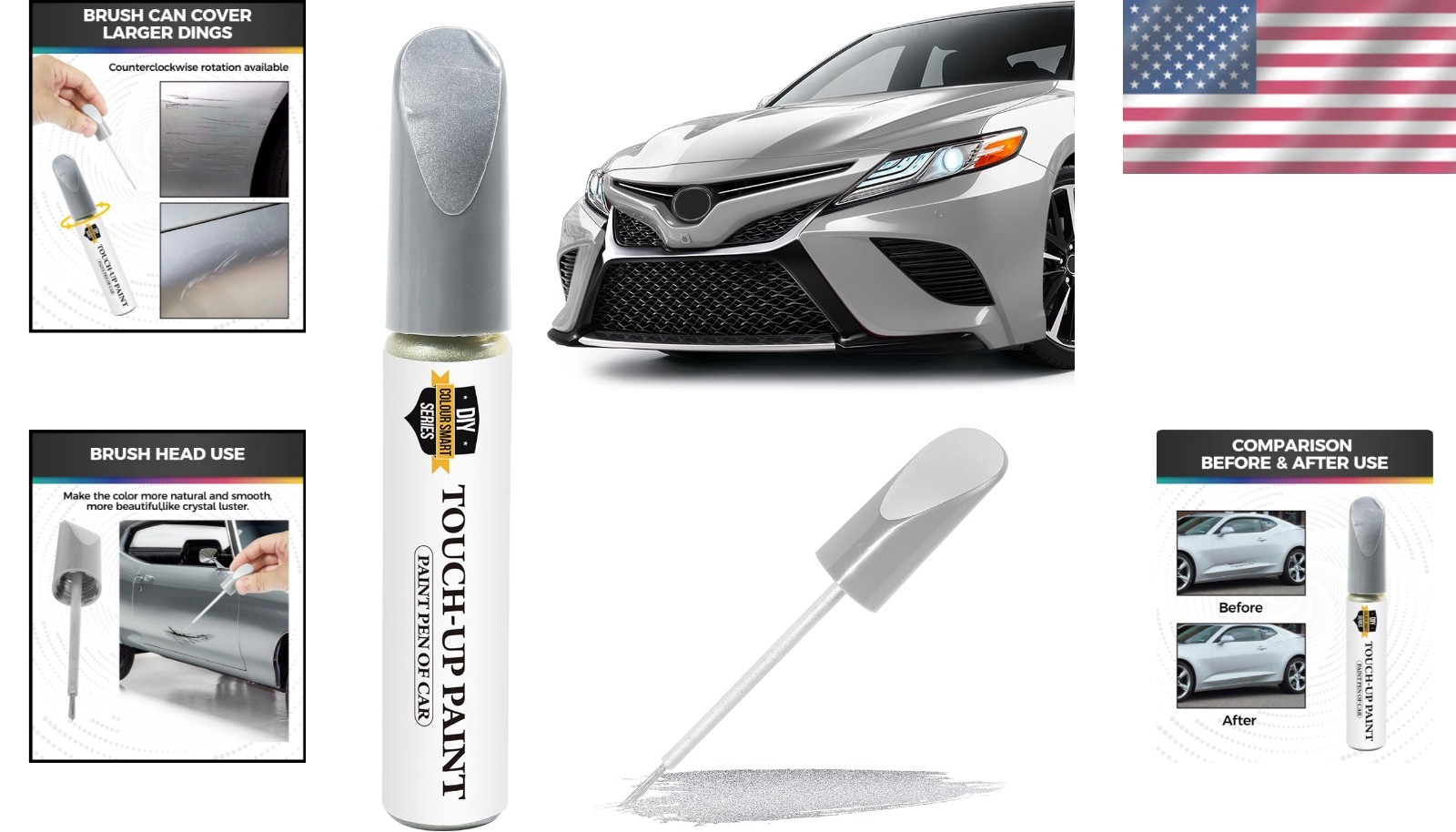 Rust Resistant Touch Up Paint Pen for Cars – Glossy Silver Finish, 10 Min Dry