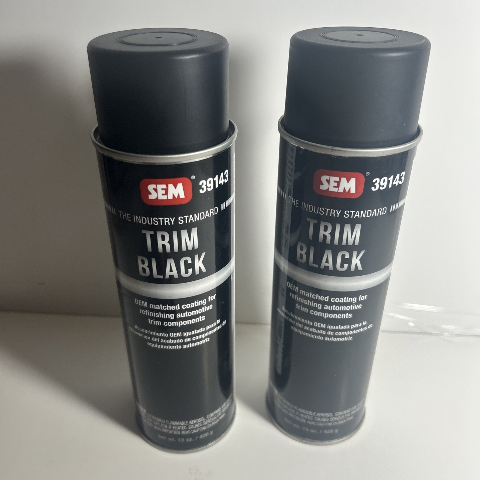 SEM Products 39143 Trim Black Aerosol Spray Can 15 oz. Auto Body Paint (2 Cans)
