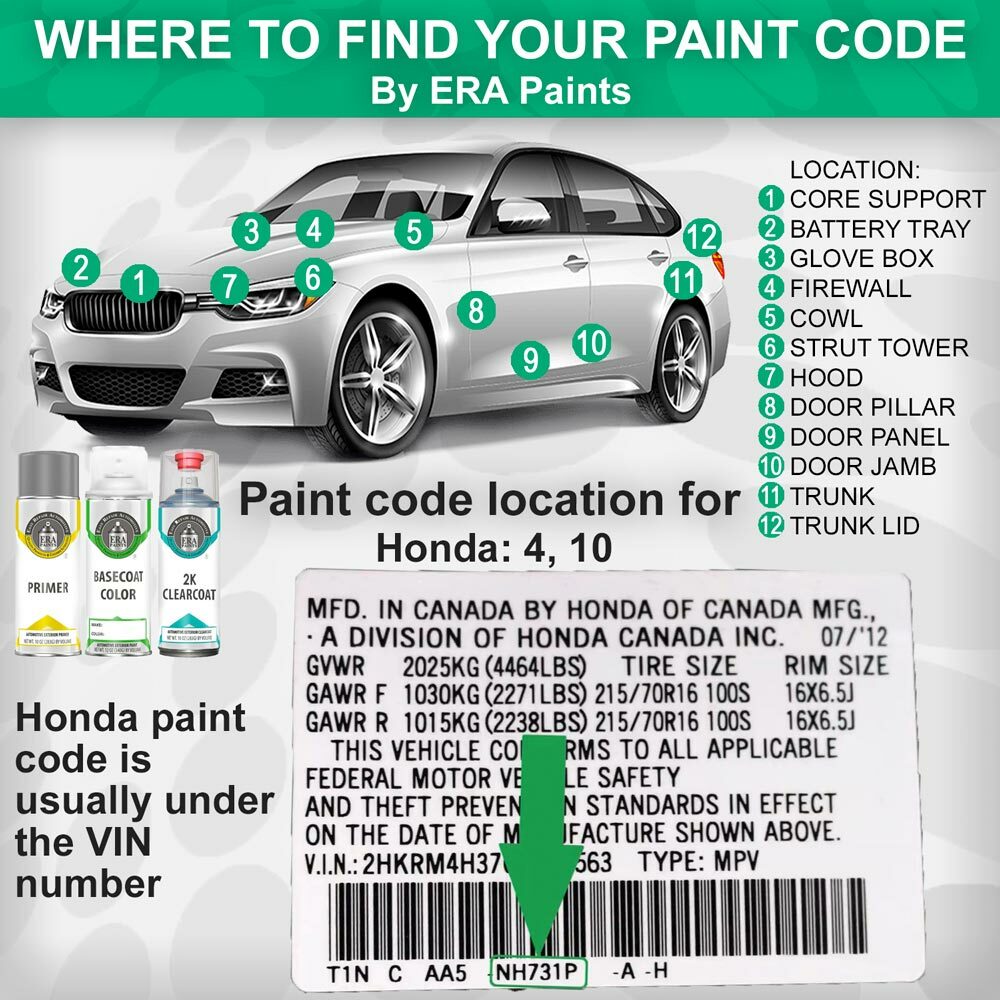 HONDA Genuine OEM Touch Up Spray Paint with Clearcoat Opt – PICK YOUR COLOR