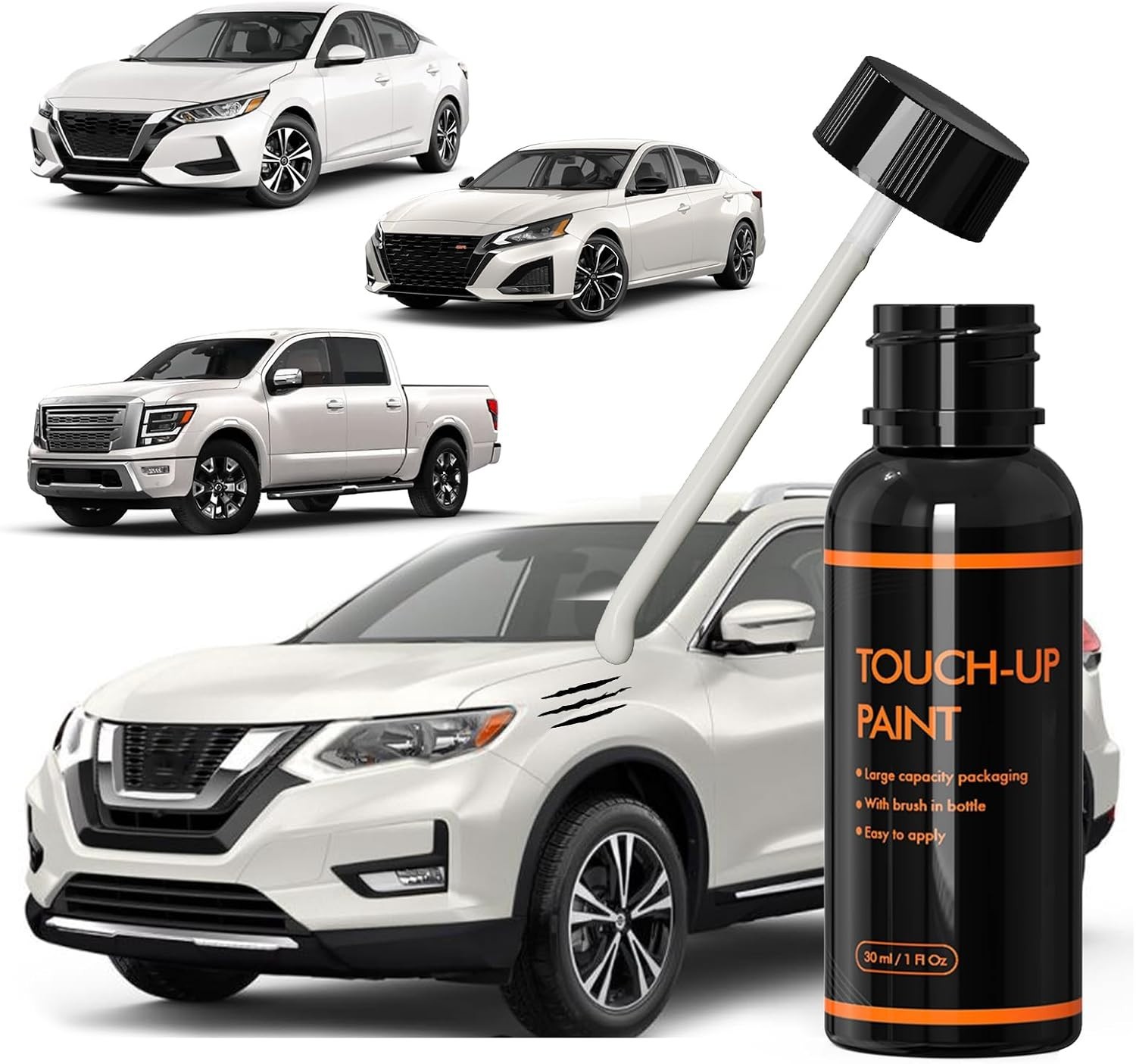 QAB Pearl White Tricoat Touch Up Paint for Nissan, DIY Car Paint Scratch Repa…