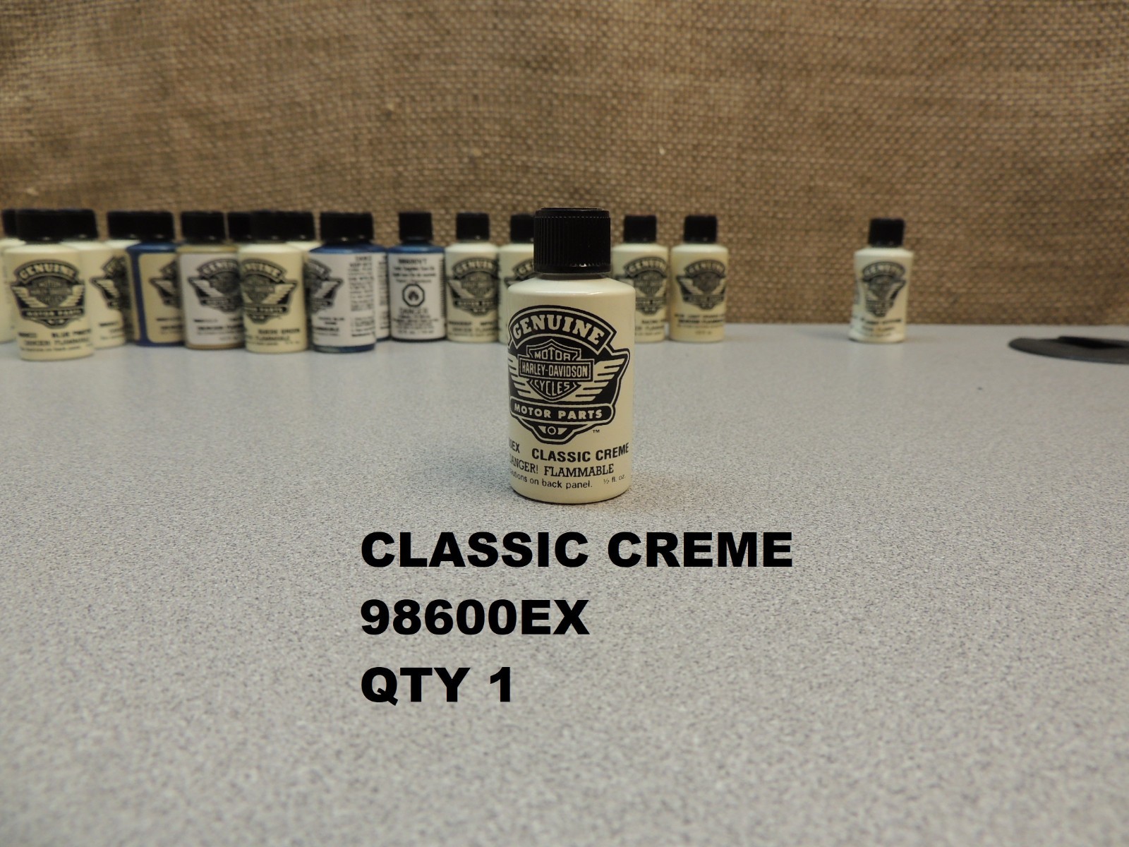 (LOT OF 21) NOS HARLEY-DAVIDSON TOUCH-UP PAINT .5 FL OZ BOTTLES BRUSH APPLICATOR