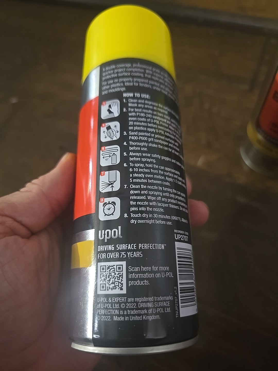 2x UPOL PREMIUM GLOSS YELLOW SPRAY PAINT UP2707 EXPERT ACRYLIC ENAMEL 10oz