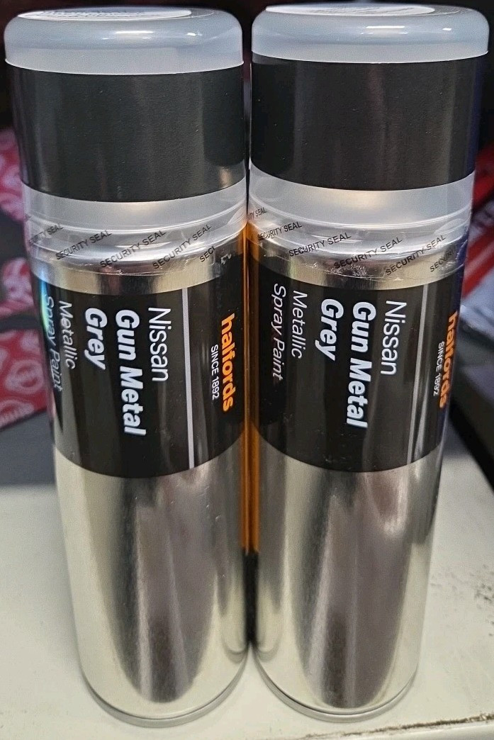 NISSAN GUN METAL GREY METALLIC SPRAY PAINT 300ML HALFORDS X2