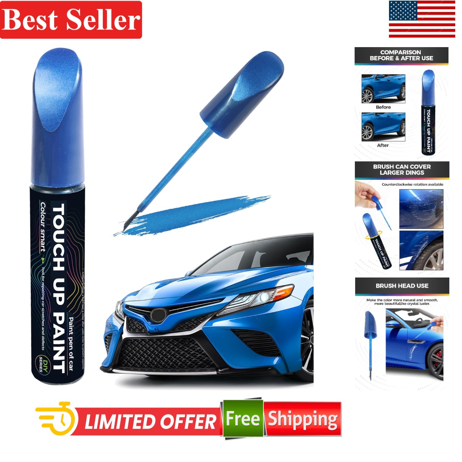 Automotive Touch Up Paint Pen 12ml Blue Waterproof Scratch Repair for Cars
