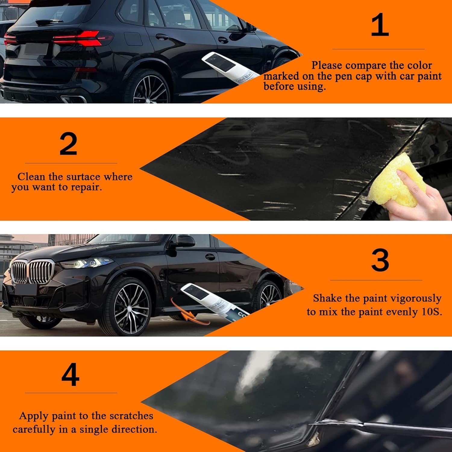 BMW Jet Black 668 Touch Up Paint Pen Kit Scratch Repair 2-in-1 Car Paint