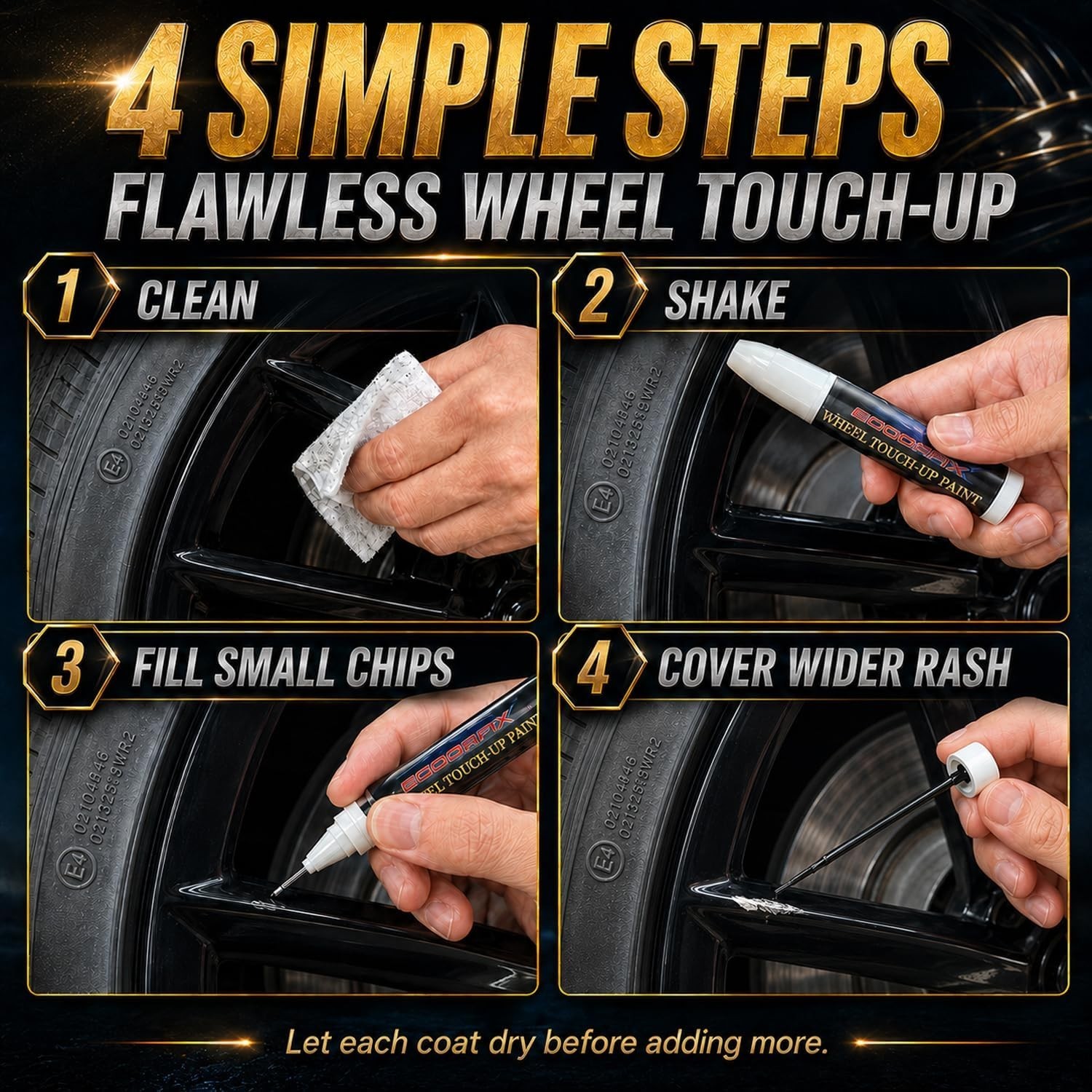 Gloss Black Rim Touch Up Paint, Rim Paint, Wheel Scratch Repair Kit for Curb …