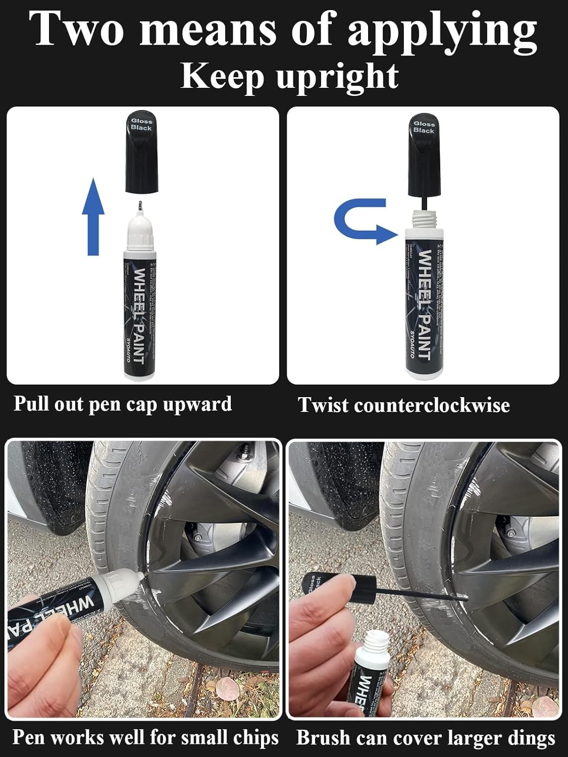 Car Wheel Scratch Repair Paint Pen – Gloss Black, Rust Resistant & Waterproof