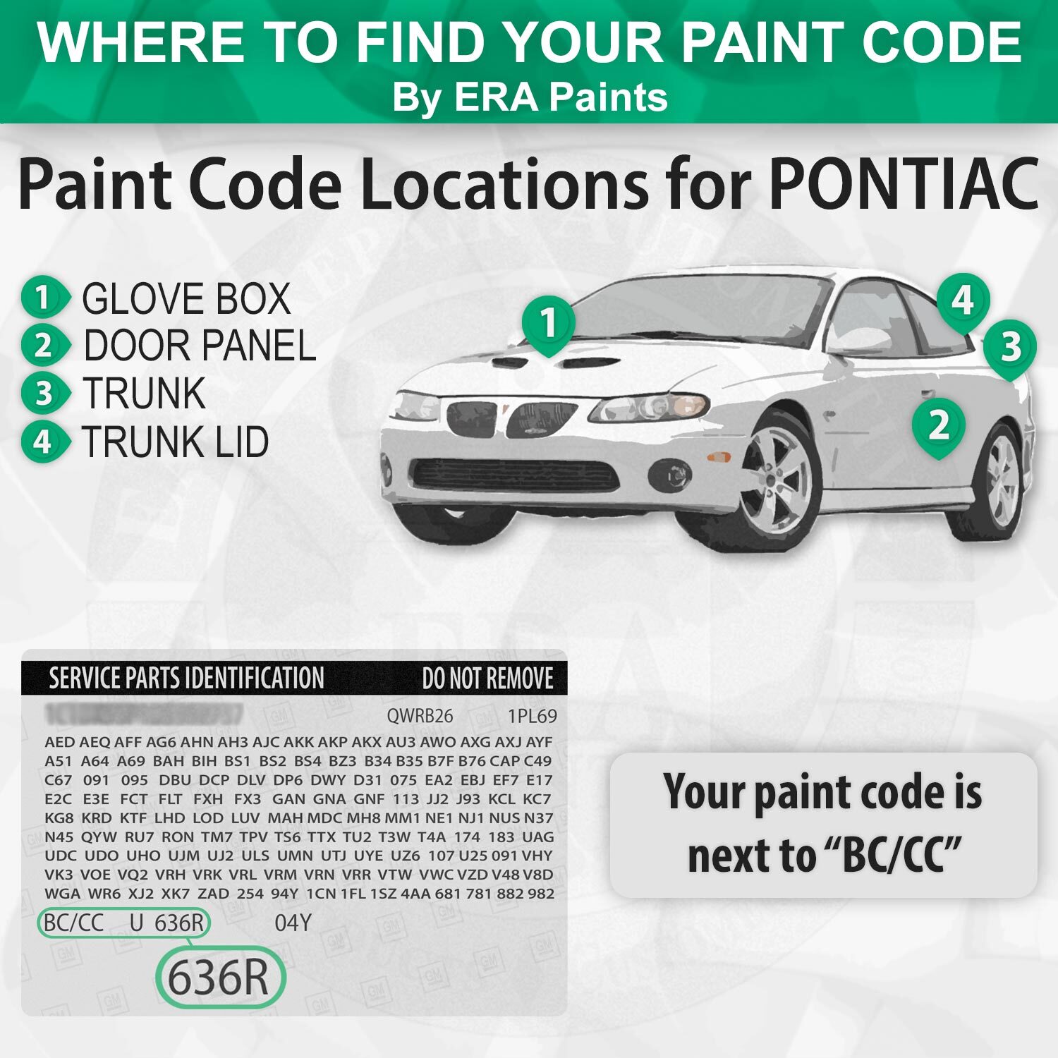 PONTIAC WA119B/WA320C – Mystic Teal Metallic OEM Match Touch Up Spray Paint Kits