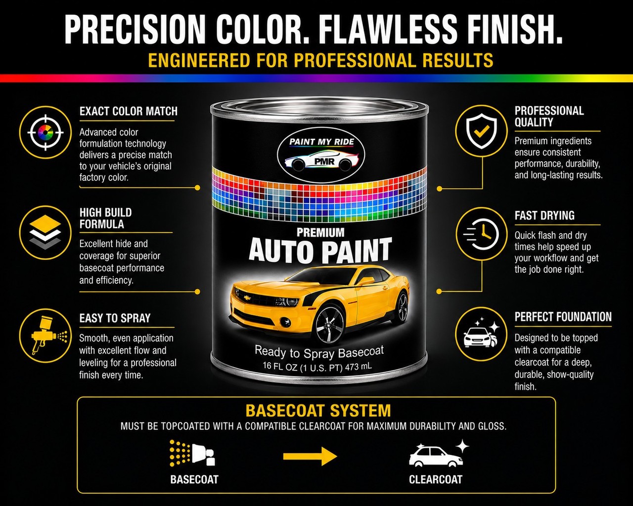 RTS Basecoat Paint Pint for 2021 Chevrolet Black GBA