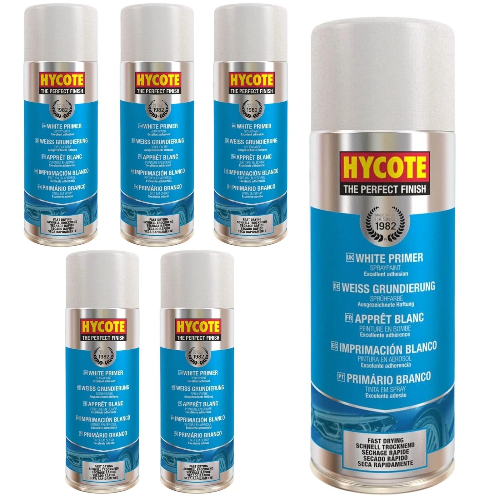 X6 Hycote White Primer Multi-Purpose Aerosol Spray Paint Fast Drying 400ml