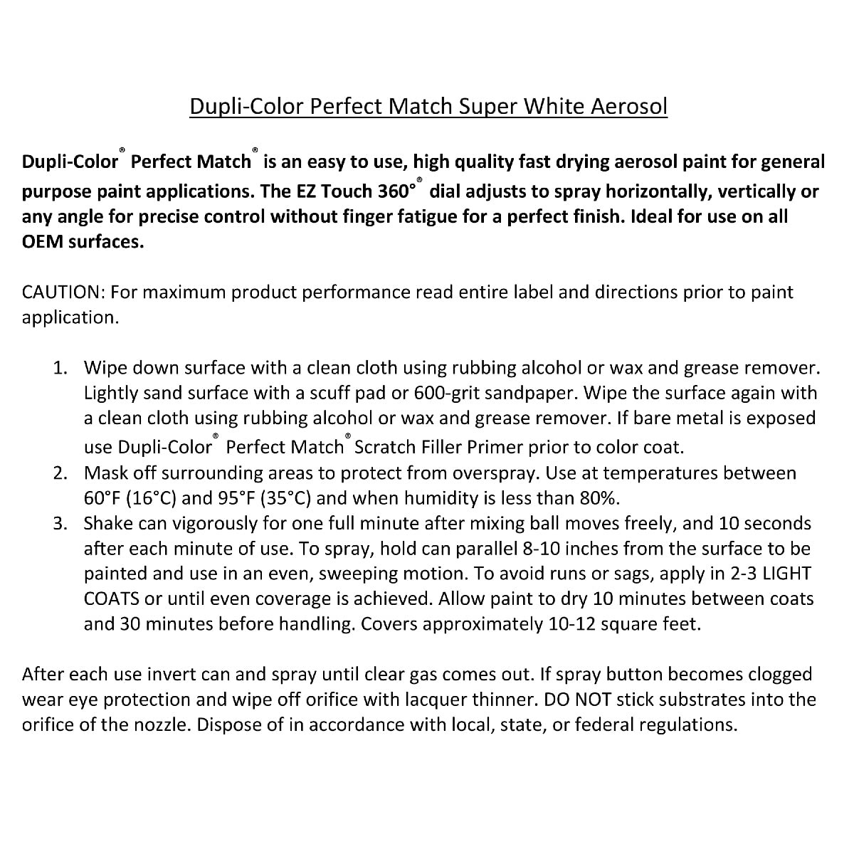 Dupli-Color EBNS05627 Perfect Match Nissan Super White 326 8 oz (pack of 2)
