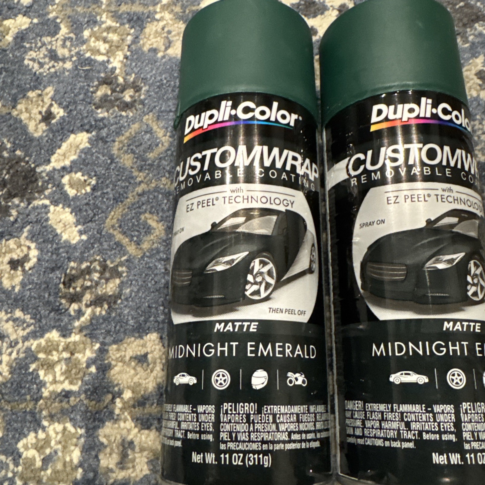 2 Cans Dupli-Color Custom Wrap Removable Coating Ez Peel Matte Midnight Emerald