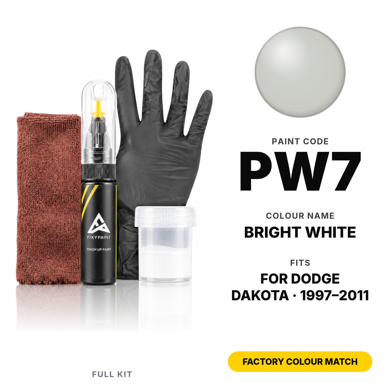 Touch Up Paint For Dodge Dakota PW7 Bright White Full Kit Factory Colour Match