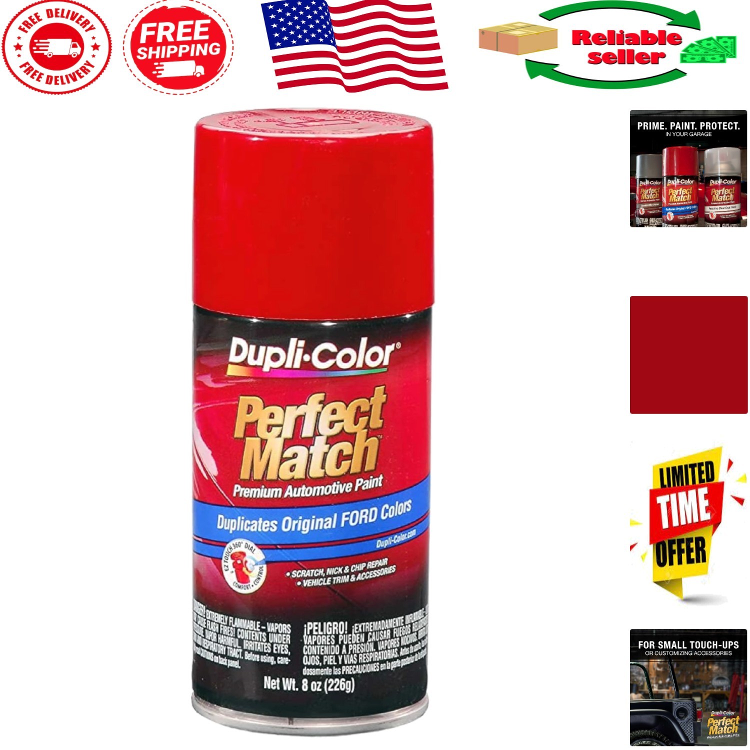 E7 Perfect Match Ford Cardinal Red Automotive Spray – 8 oz. Fast-Drying Paint