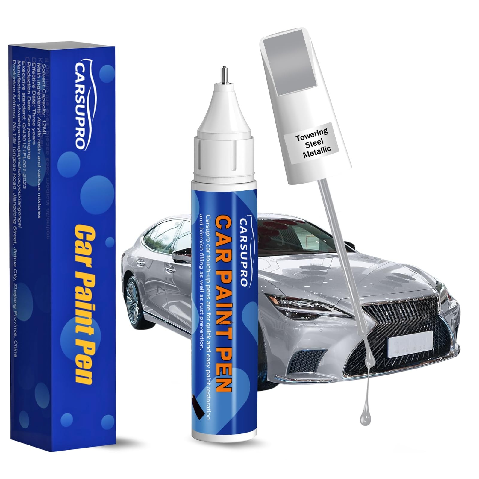 Grey Touch Up Paint for Cars, 0.42 Fl Oz (Pack of 1), Towering Steel Metallic