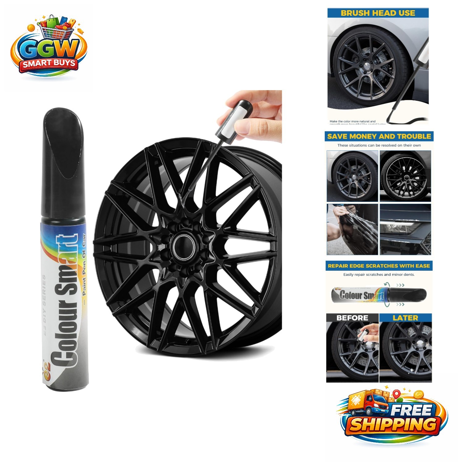 Waterproof & Rust Resistant Car Wheel Touch Up Paint Pen – Gloss Black