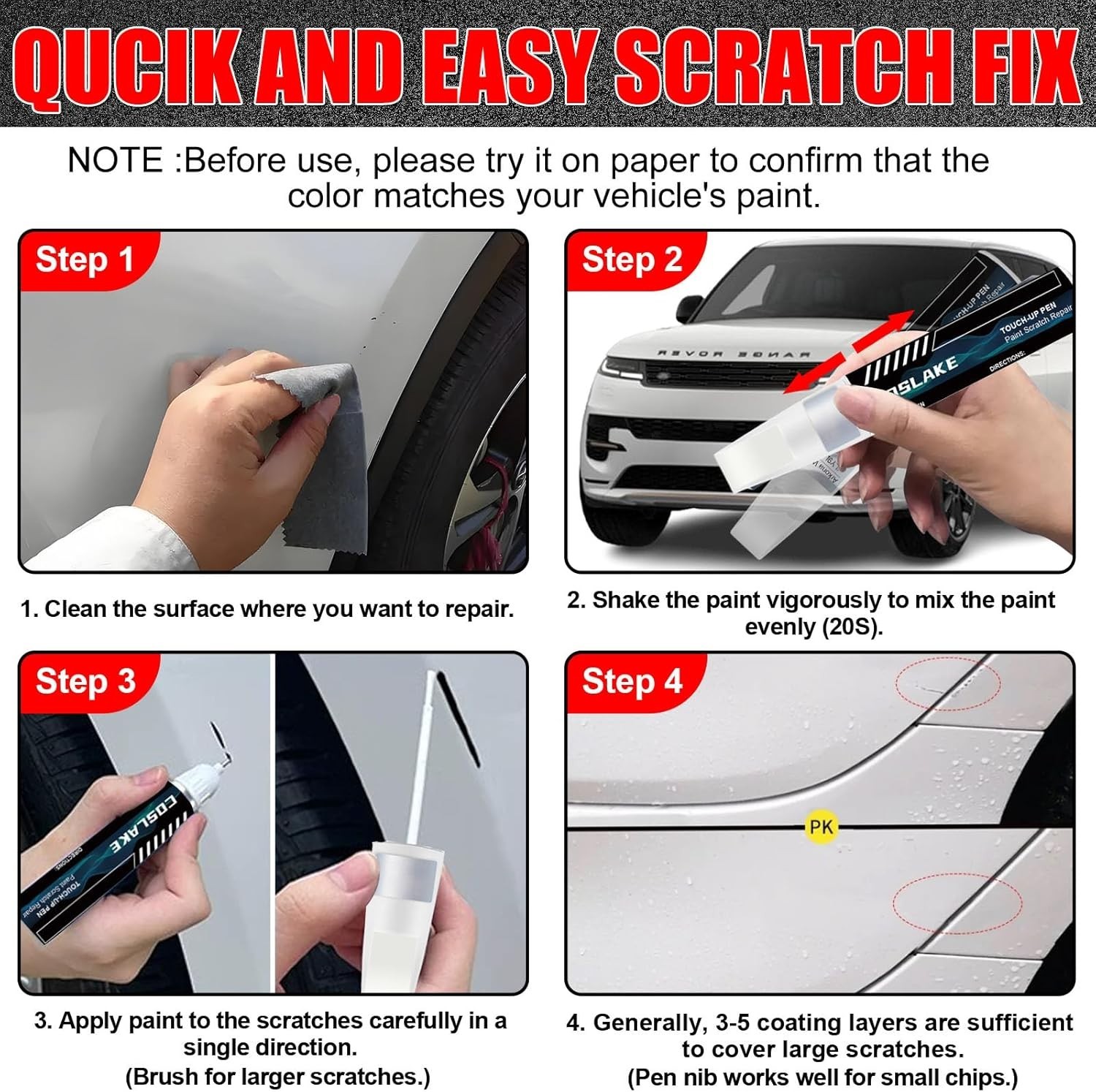 Car Touch-Up Paint – Ostuni Pearl White, 12ml Scratch Repair Solution