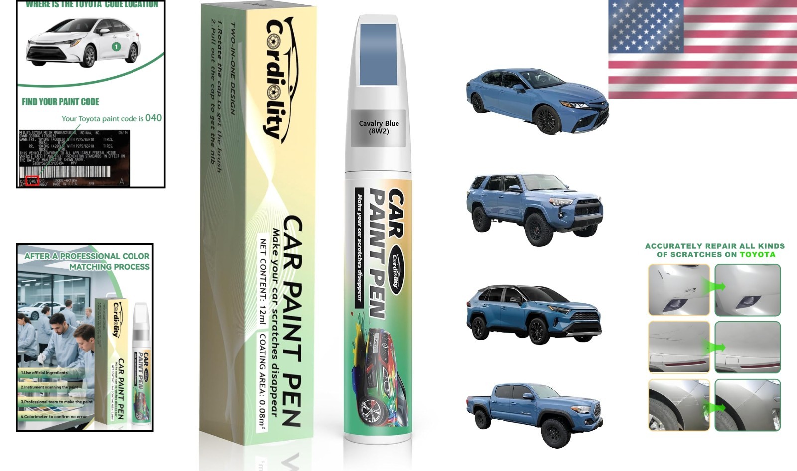 Cavalry Blue Automotive Scratch Repair Pen for Toyota – Rust Resistant & Fast