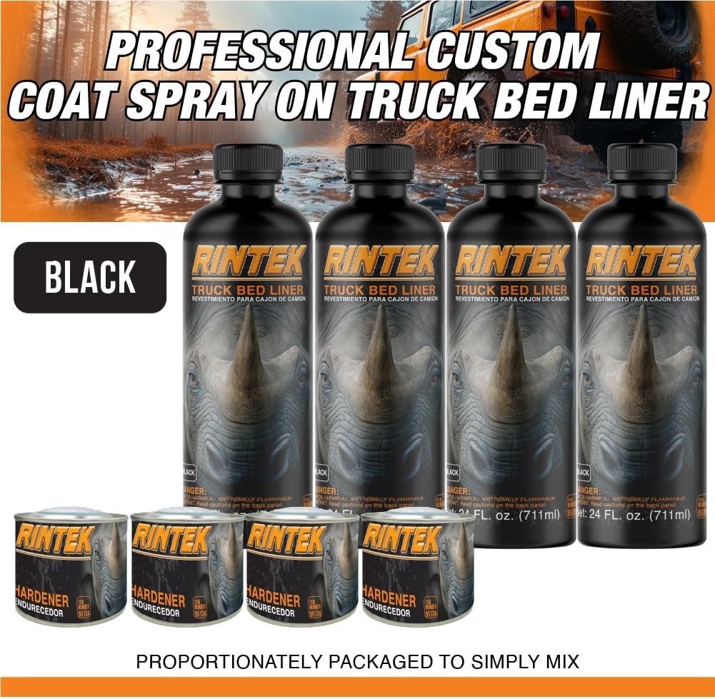 Rintek 1 Gal Spray-On Bed Liner Kit (2-Box) + Applicator Gun | 3:1 Urethane