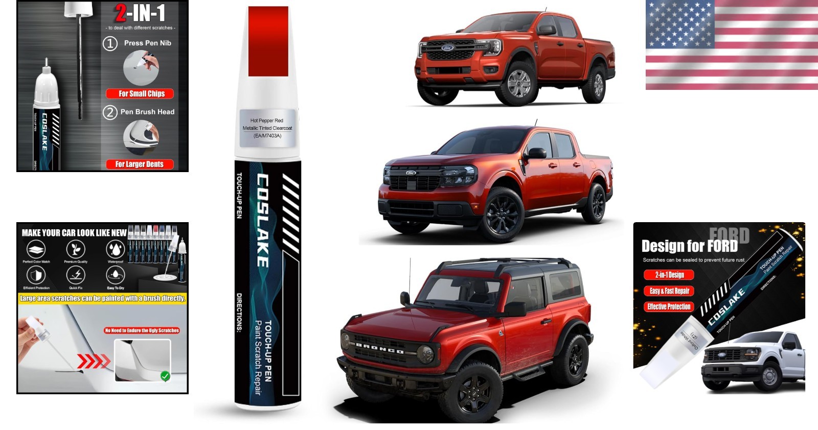 Ford Hot Pepper Red Metallic Touch Up Paint – 12ml Scratch Repair Kit