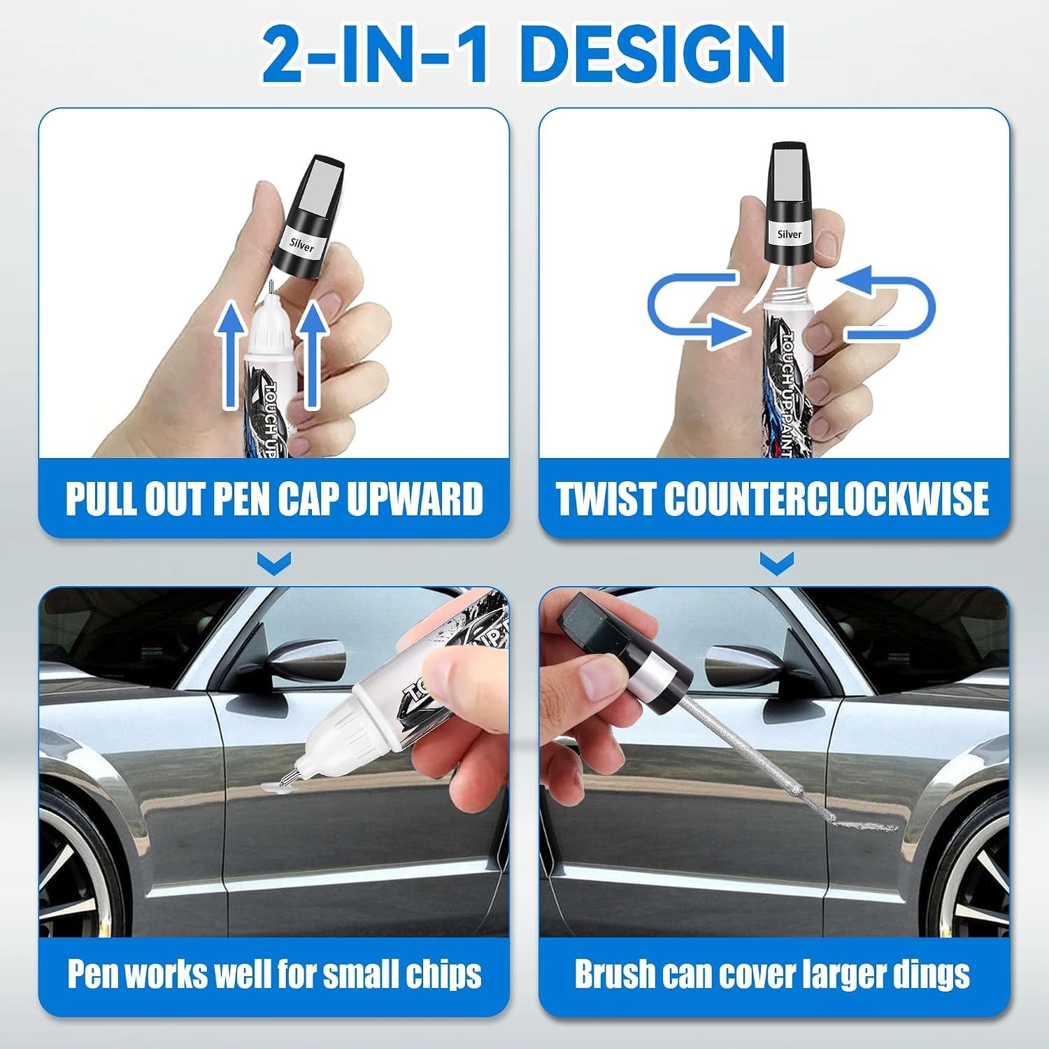 Touch Up Paint for Cars, Silver Car Paint Touch Up Pen, Car Paint Scratch Rep…