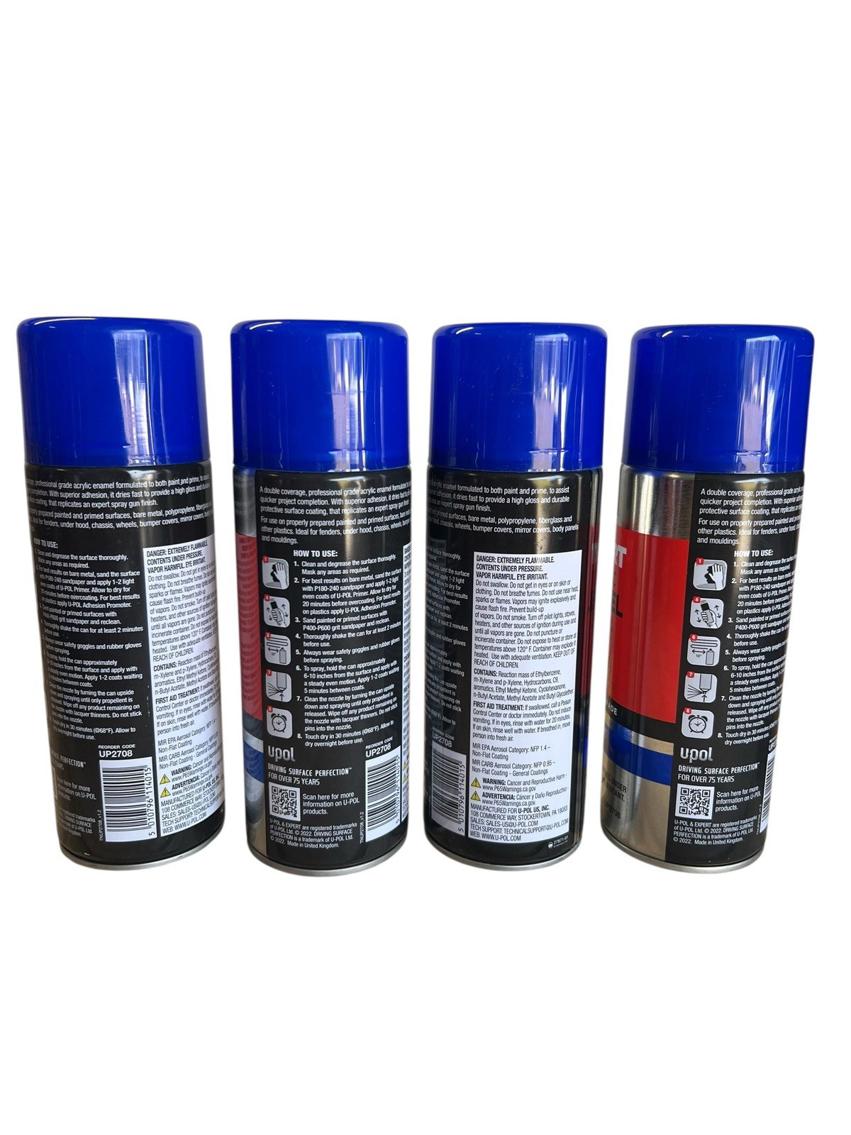 Upol Premium Gloss Blue Spray Paint UP2708 Expert Acrylic Enamel 10oz (Lot Of 4)