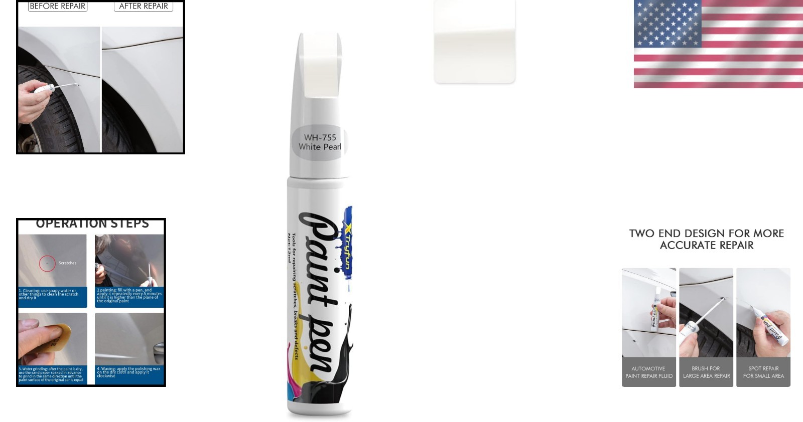 Fast-Drying Auto Scratch Remover Pen – White Pearl Touch Up Paint, 1.69 Fl Oz
