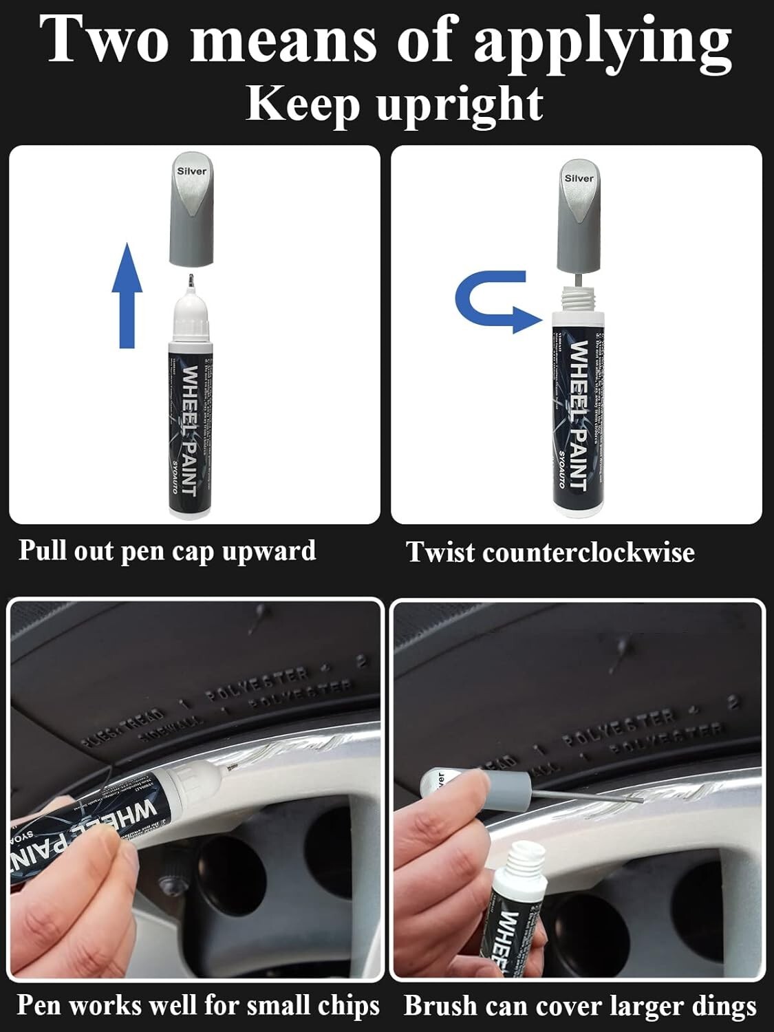 Quick Dry Gloss Silver Rim Touch Up Paint Pen – 12ml Scratch Repair Solution