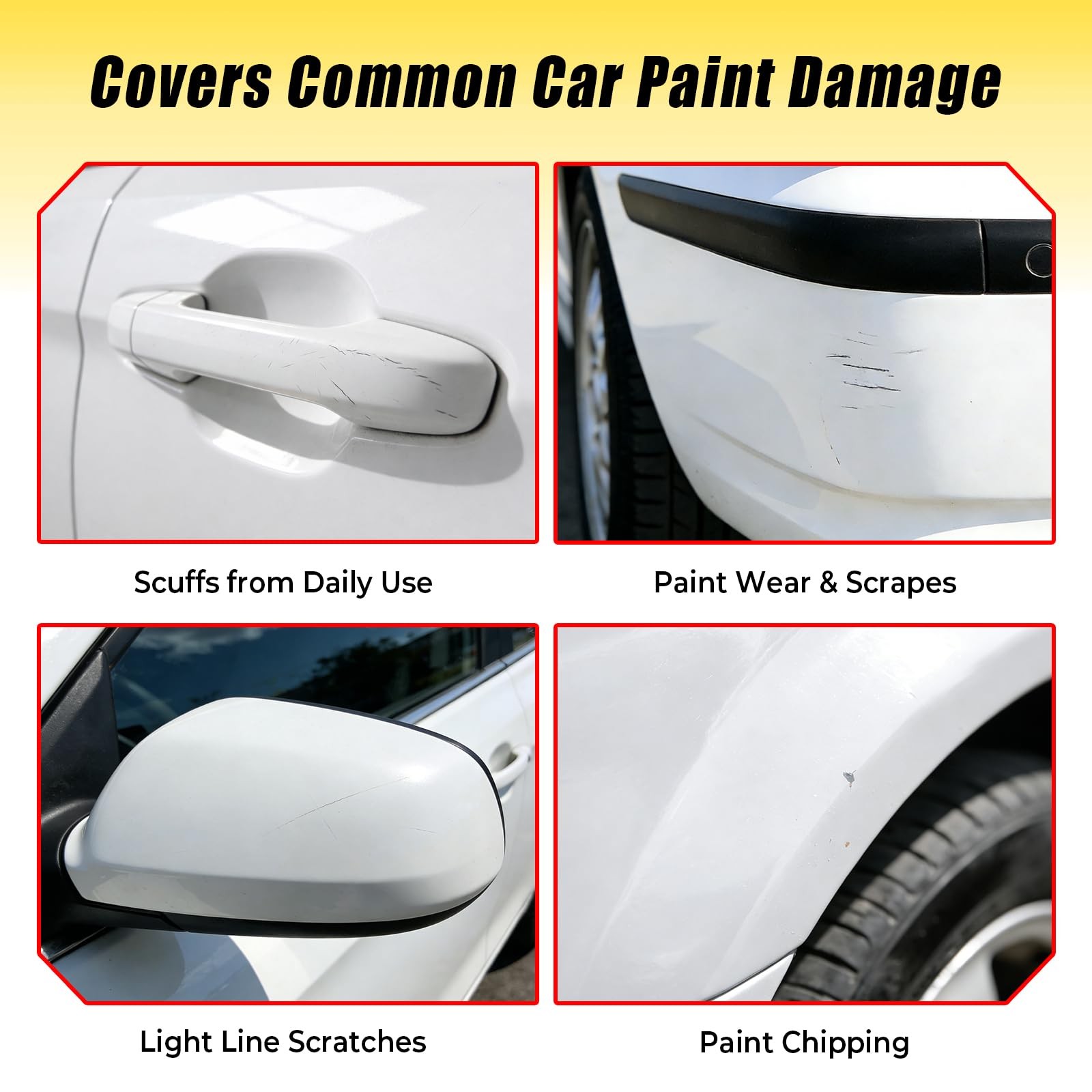 Pure White Touch Up Paint for cars, 2-in-1 Brush 0.4 Fl Oz (Pack of 1),