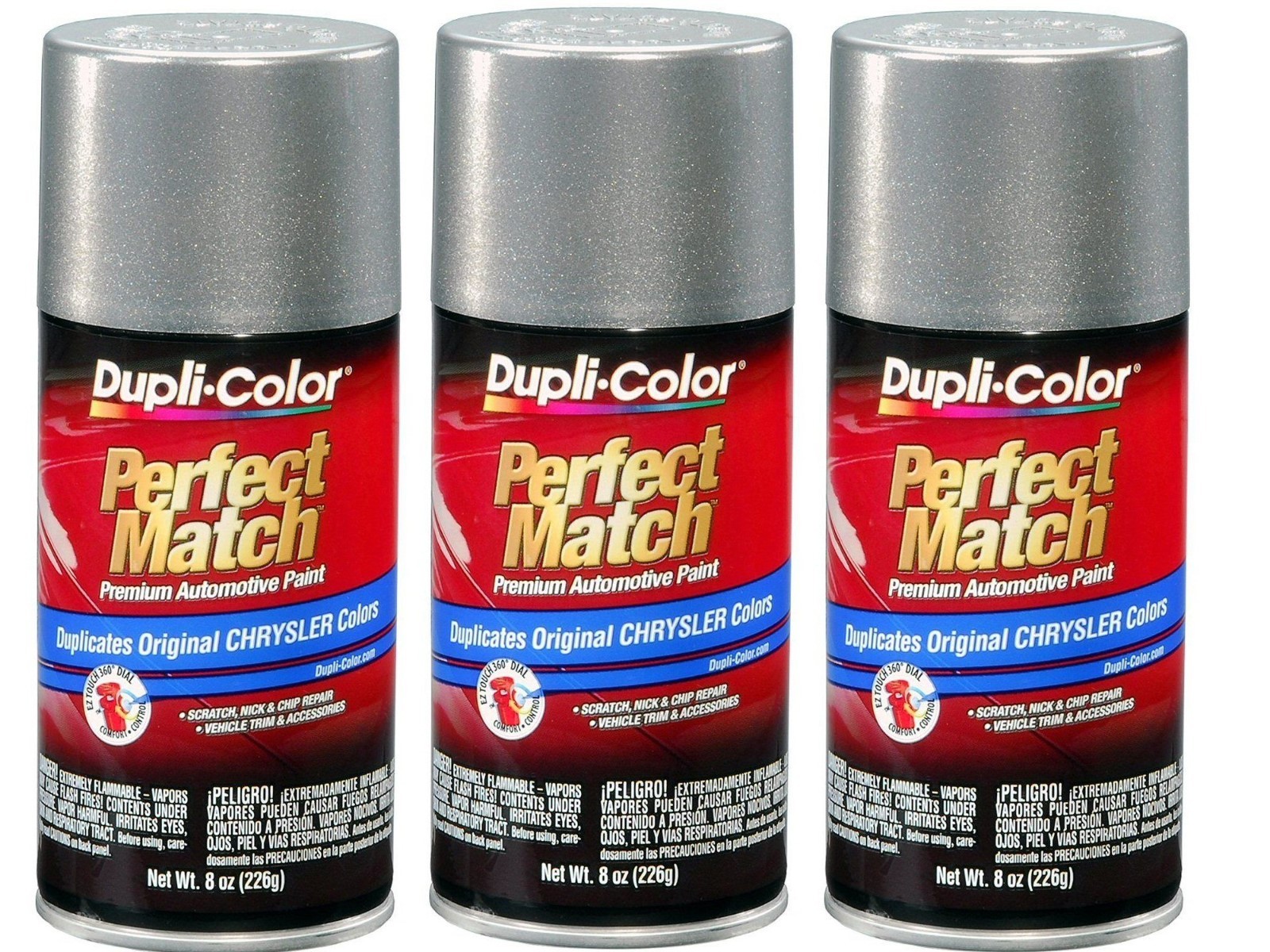 3-Cans Duplicolor BCC0417 For Chrysler Code PS4 Bright Platinum Spray Paint