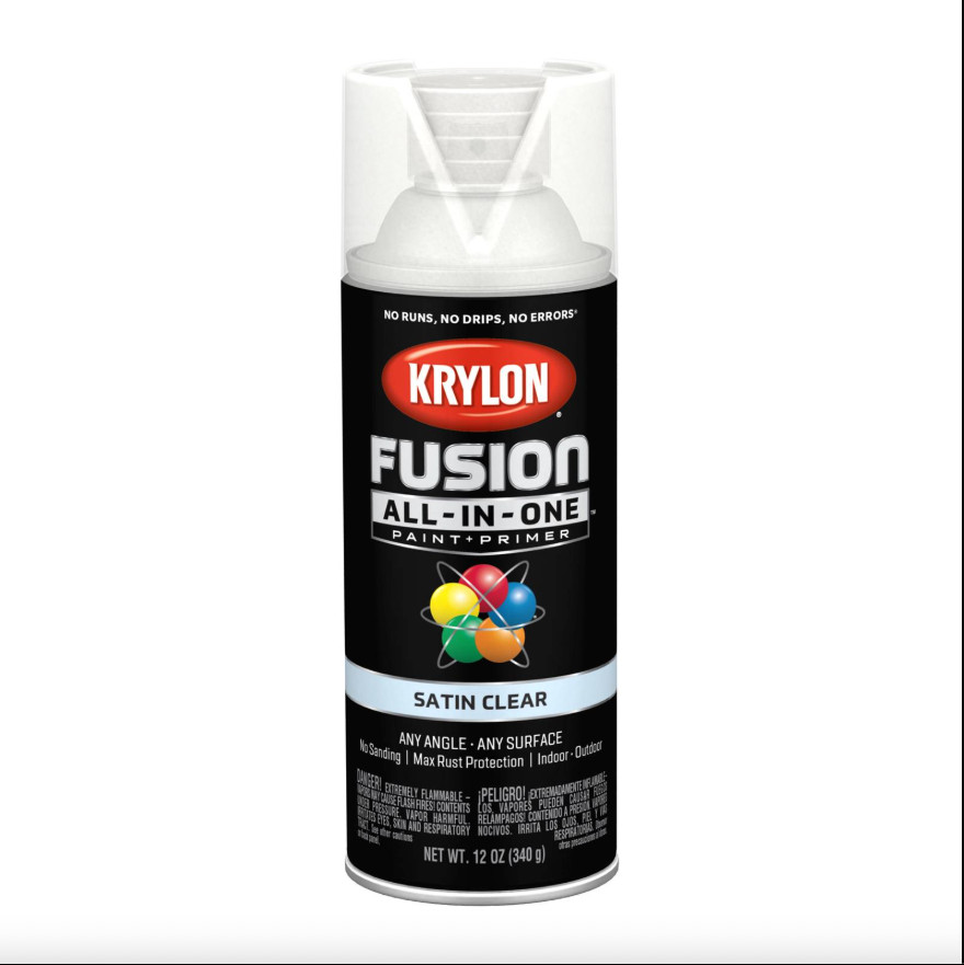 Krylon 2735 Fusion All-In-1 Satin Clear Spray Paint 12 oz Protective Clear Coat