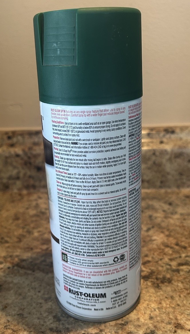 1 Rust-Oleum 7732830 Satin Enamel Spray, 12-Ounce Hunter Green