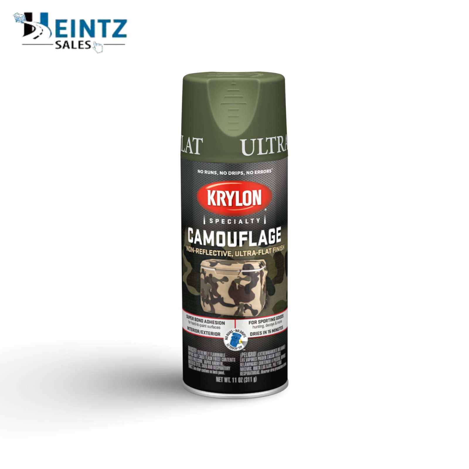Krylon 4296 Woodland Light Green Camouflage Spray Paint, Ultra Flat Aerosol 12oz